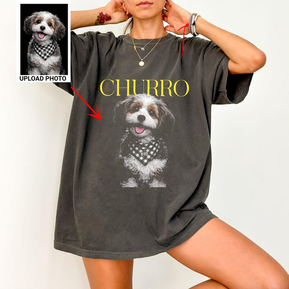 Pet Portrait Custom - Персонализированная футболка с портретом питомца: загрузите