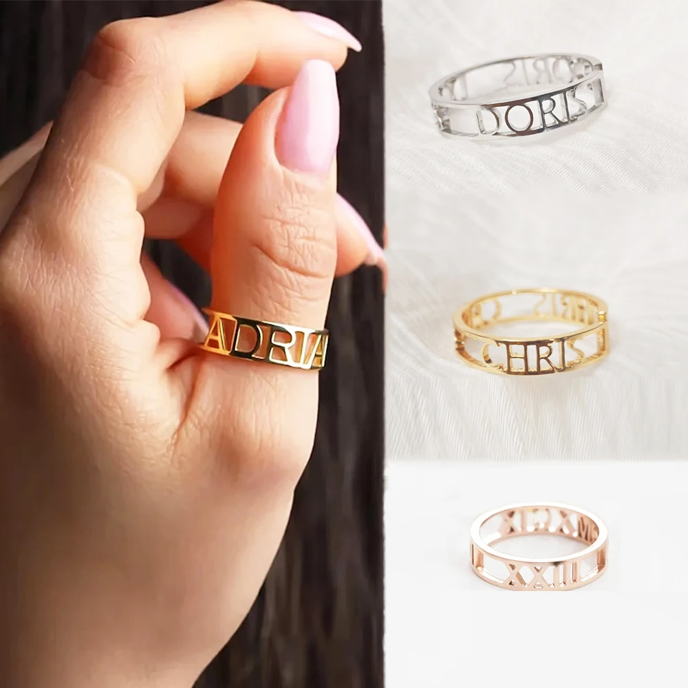 Initial Ring Custom - Персонализированное открытое кольцо с буквенным именем,
