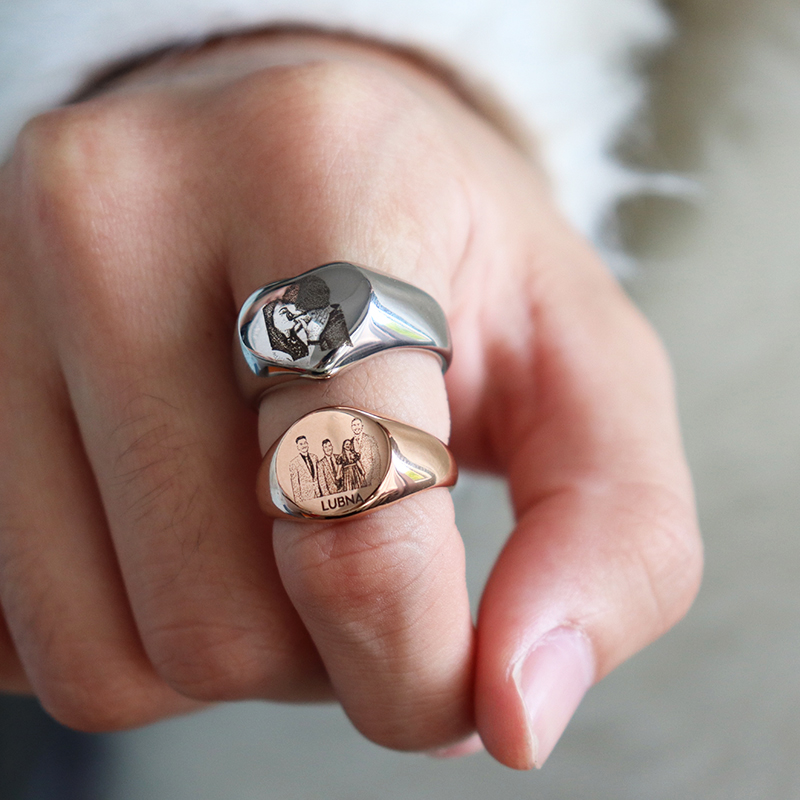 Круглые кольца с гравировкой л – обзор и цена Initial Ring Custom