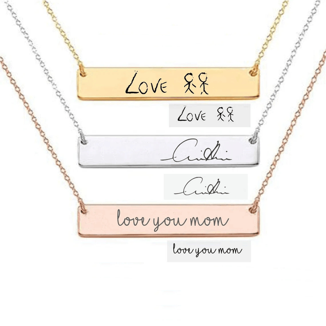 Actual Handwriting Bar Necklac – обзор и цена Handwriting Necklace Bar
