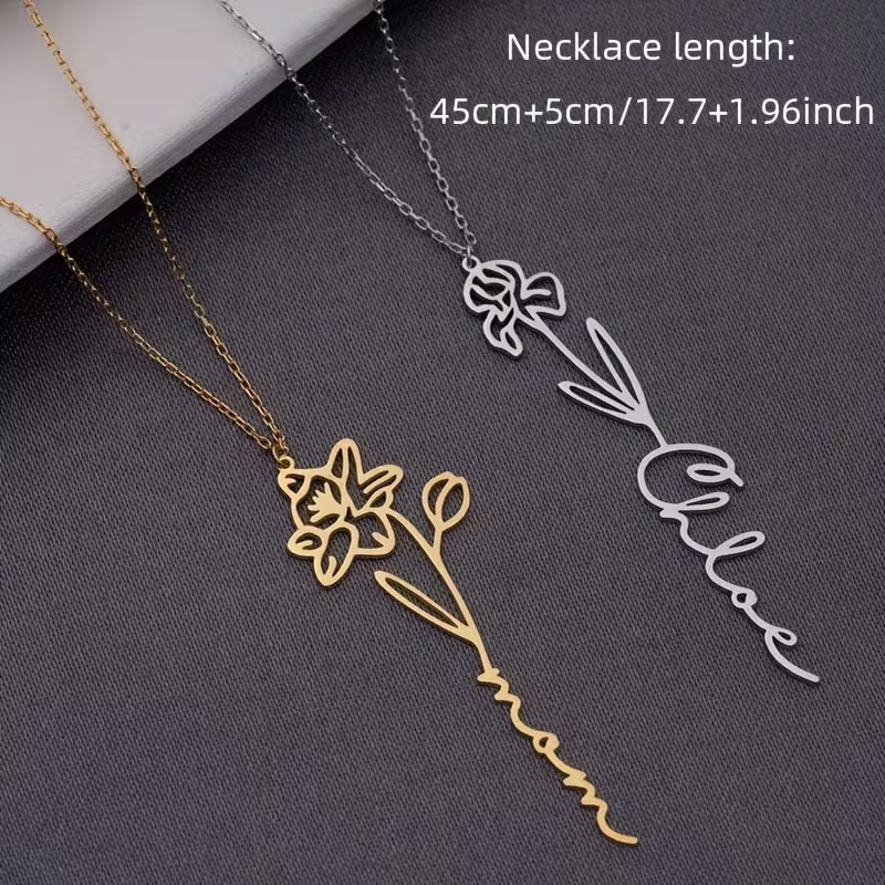 Персонализированное колье с им – обзор и цена Birth Flower Necklace