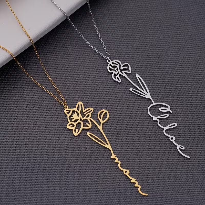 Персонализированное колье с им – обзор и цена Birth Flower Necklace